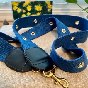 Clare V Blue and Black Strap with Gold Accents